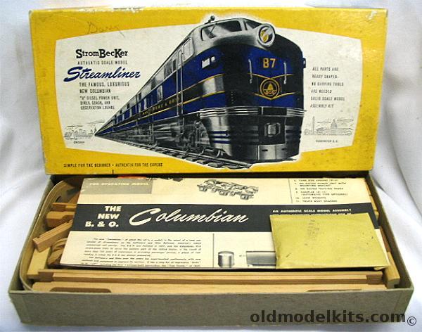 Strombecker HO Baltimore & Ohio 'Columbian' Streamliner Train (F7 / Diner / Coach / Observation), R210 plastic model kit